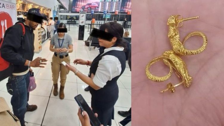 Estadounidense roba aretes de 20 mil pesos en joyería de AICM; lo interceptan en avión