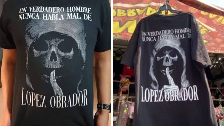 “Tienen derecho a hacerlo”: AMLO sobre playera de la Santa Muerte que lo apoya