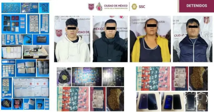 Aseguran gran cantidad de documentos falsos y droga en la Cuauhtémoc; cuatro detenidos