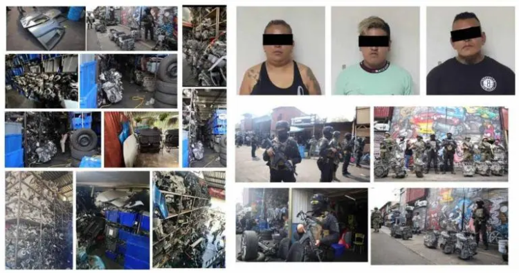 Detienen a tres personas y aseguran más de 85 toneladas de autopartes robadas en GAM