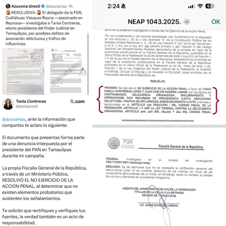 Acusación y desmentido: El cruce entre la periodista Azucena Uresti y la magistrada Tania Contreras