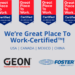GEON Performance Solutions logra el premio Great Place to Work a nivel mundial por segundo año consecutivo