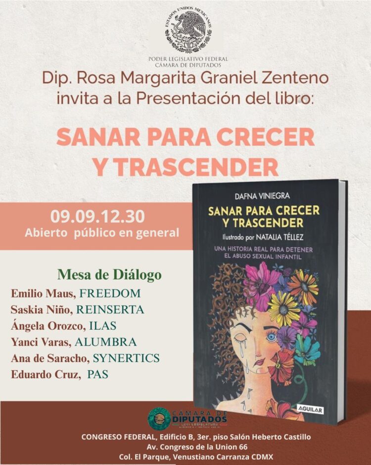 Ilas te invita  a la Presentación  del libro “Sanar para Crecer y Trascender” para romper el silencio sobre el abuso sexual infantil