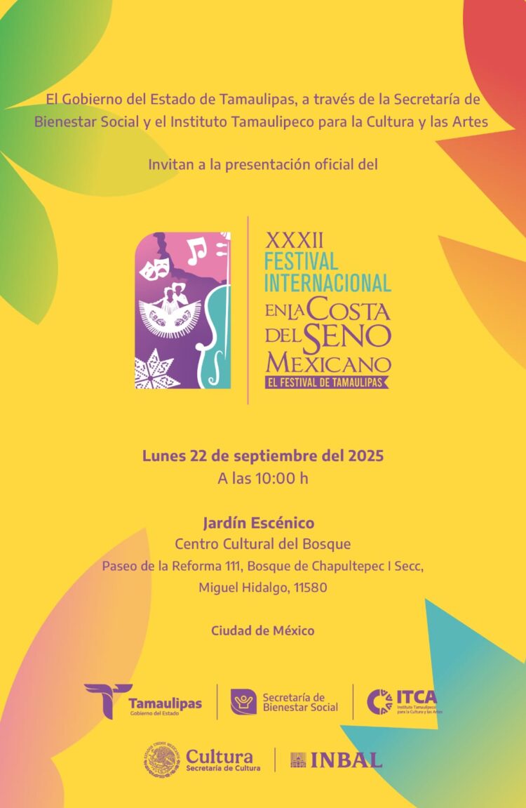 Tamaulipas invita al Festival Cultural Internacional en la Costa del Seno Mexicano del 3 al 12 de octubre
