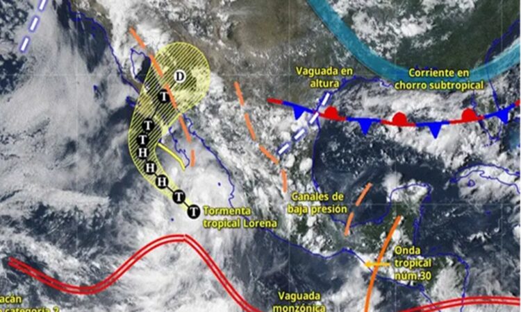 Lorena podría intensificarse a huracán; ocasionarán lluvias muy fuertes