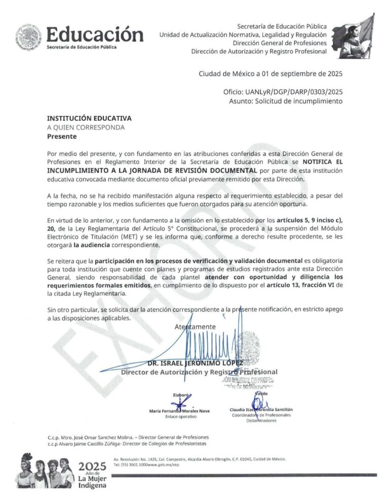 Acoso administrativo y abuso de autoridad en la Dirección General de Profesiones de la SEP, acusan universidades