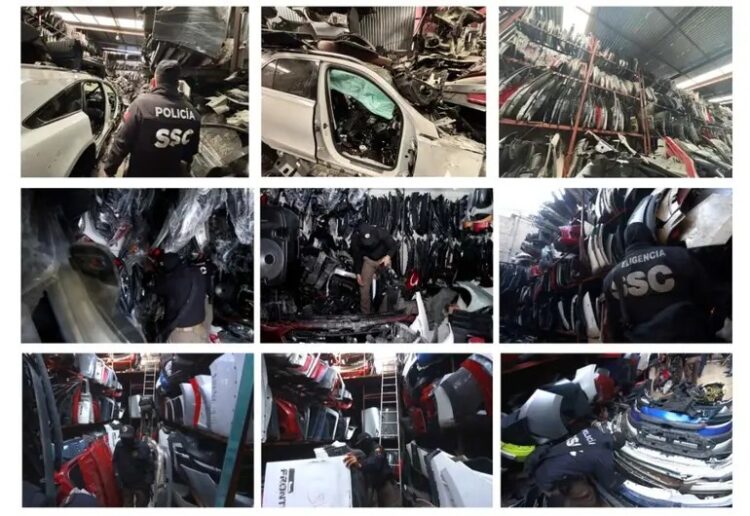 Aseguran casi 2 toneladas de autopartes en 20 cateos en CDMX