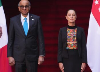 Recibe Presidenta Claudia Sheinbaum a su homólogo de la República de Singapur, Tharman Shanmugaratnam, en Palacio Nacional